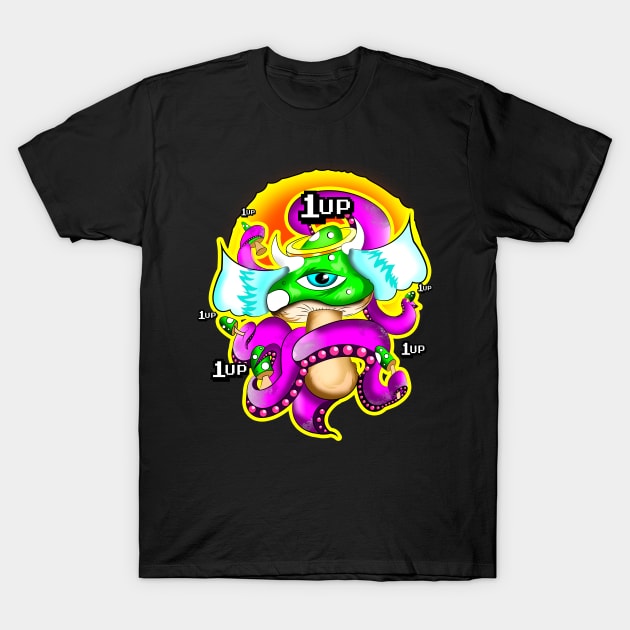 1up Mushroom Master T-Shirt by Tony Romano